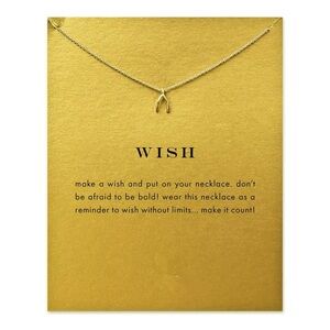 Wish Wishbone Pendant Charm Gold Adjustable Necklace